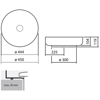 Alape Aufsatzbecken Ab So450 1 Bicolor Kreisformig Mit 45 Cm O Megabad