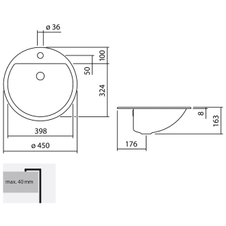 Alape Einbaubecken Eb S450h Kreisformig Mit 45 Cm O Megabad