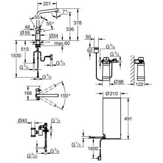 GROHE Red Duo Armatur und Boiler Größe L, Armatur mit L-Auslauf