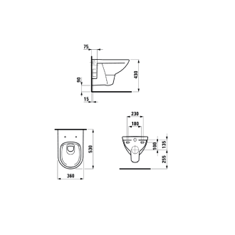 LAUFEN Pro Wand-WC Kombipaket mit WC-Sitz H8669510000001 MEGABAD - 6/3-Liter
