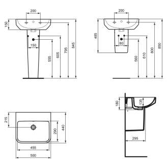 Ideal Standard i.life B Waschtisch 50 cm, ohne Hahnloch, mit Überlauf