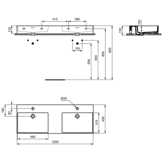 ideal standard extra doppel waschtisch 120 cm je 1 hahnloch m ul t373101 megabad
