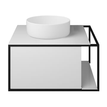 burgbad Junit Waschtischkombination mit Keramik-Aufsatzwaschtisch 76,5 cm, Handtuchhalter rechts