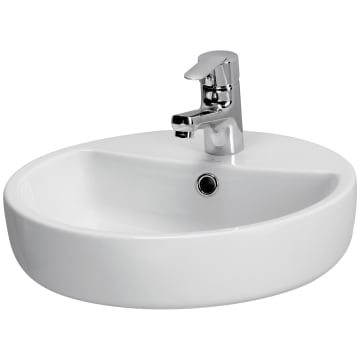 Cersanit Caspia Aufsatz-Handwaschbecken Ø 44 cm rund mit 1 Hahnloch und Überlauf