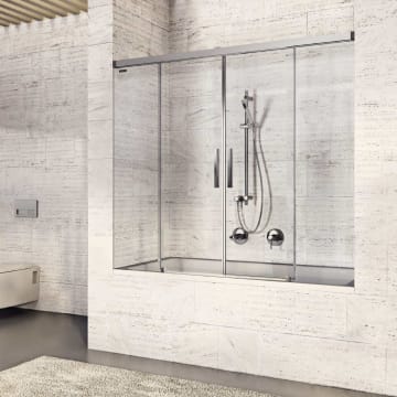 DUSCHOLUX Bella Vita 3 Plus Schiebetür 4-teilig Maßanfertigung bis 160 x 160 cm für Badewanne in Nische