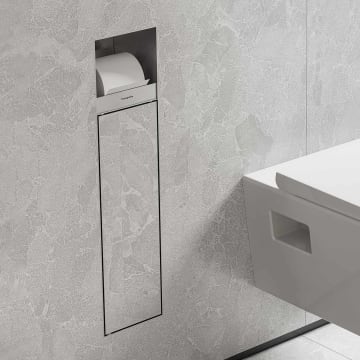 hansgrohe XtraStoris Rock Einbau-Toilettenbürstenhalter mit Papierhalter und befliesbarer Tür