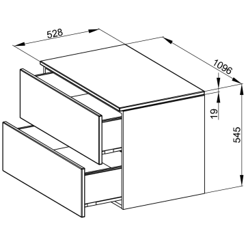 BetteModules Lowboard inkl. Abdeckplatte und Sockel 109,6 x 52,8 mit 2