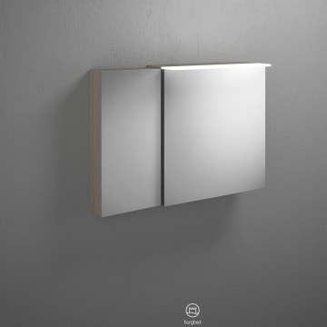 burgbad Badu Spiegelschrank mit LED-Aufsatzleuchte 90 cm, 2 Spiegeltüren, Version rechts