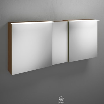 burgbad Badu Spiegelschrank mit LED-Aufsatzleuchte 150 cm, 3 Spiegeltüren, Version links