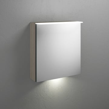 burgbad Badu Spiegelschrank mit LED-Aufsatzleuchte 60 cm, 1 Spiegeltür inkl. LED-Waschtischbeleuchtung, Version links