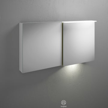 burgbad Badu Spiegelschrank mit LED-Aufsatzleuchte 120 cm, 2 Spiegeltüren inkl. LED-Waschtischbeleutung, Version rechts