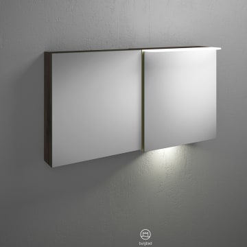burgbad Badu Spiegelschrank mit LED-Aufsatzleuchte 120 cm, 2 Spiegeltüren inkl. LED-Waschtischbeleutung, Version rechts