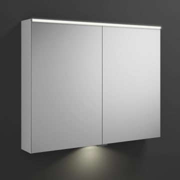 burgbad Euro Spiegelschrank mit LED-Beleuchtung 100 cm, mit 2 Türen und Waschtischbeleuchtung