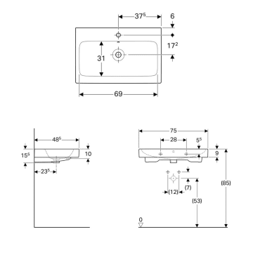 Geberit Icon Waschtisch 75 Cm 124075000 Megabad