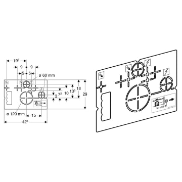 Geberit Bohrschablone für Wand-WC und Geberit AquaClean 111.747.00.1
