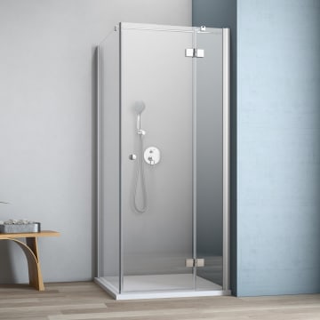 GEO maw flex hinged door right with hinges on fixed part and side panel, 100 x 80 cm