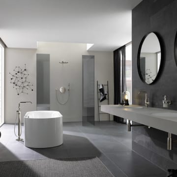 GROHE Essence freistehende Badewanne mit EasyClean und AntiSlip 180 x 80 cm, mit Überlauf ...