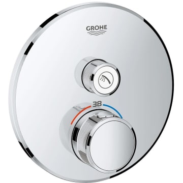 GROHE Grohtherm SmartControl Thermostat Fertigmontageset mit einem Absperrventil, runde Ausführung