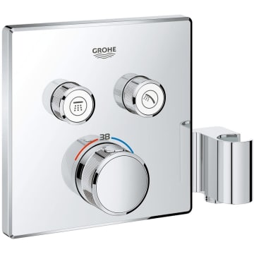 GROHE Grohtherm SmartControl Thermostat Fertigmontageset mit 2 Absperrventilen und integriertem Brausehalter, eckige Ausführung