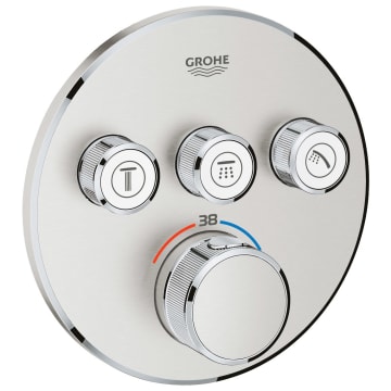 GROHE Grohtherm SmartControl Thermostat Fertigmontageset mit 3 Absperrventilen, runde Ausführung