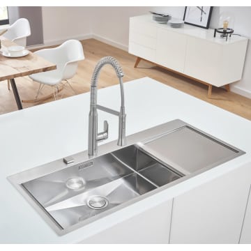 Grohe K1000 Flachenbundige Edelstahlspule 116 X 52 Cm Mit Abtropfflache Becken Links 31581sd0 Megabad
