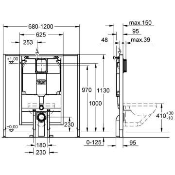 Grohe Rapid Sl Fur Wand Wc Fur Schmale Bader Breite 70 120 Cm