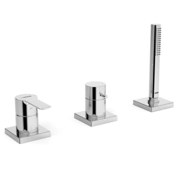 Hansa Hansaligna Fertigmontageset Wannen 3 Loch Armatur Rosette Eckig 06439093 Megabad