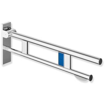 HEWI System 900 folding support rail Duo Design B with toilet roll holder and flush actuation (radio), left 85 cm