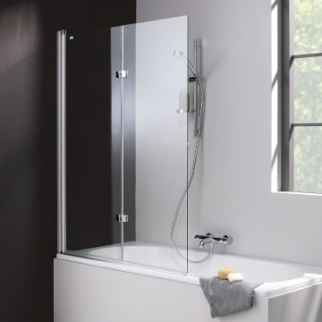 HÜPPE 501 Design pure Badewannenabtrennung Schwingfalttür Sondermaß, links, Glas ohne Anti-Plaque