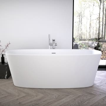 Ideal Standard Dea freistehende Körperform-Badewanne 170 x 75 cm, inkl. Ab- und Überlauflaufgarnitur