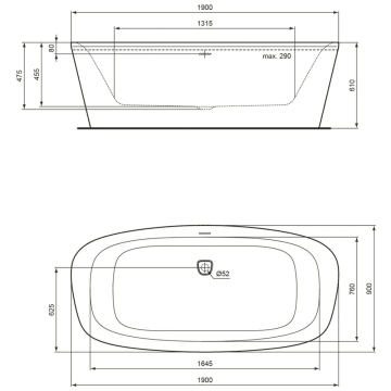 Ideal Standard Dea Freistehende Korperform Badewanne 190 X 90 Cm E306801 Megabad