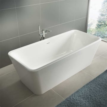 Ideal Standard Tonic II freistehend Körperform-Badewanne 180 x 80 cm, inkl. Ab- und Überlauflaufgarnitur und Wannenfüllfunktion