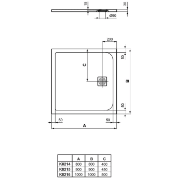 Ideal Standard Ultra Flat S Schiefer.Ideal Standard Ultra Flat S Rechteck Brausewanne 90 X 90 Cm K8215fr Megabad