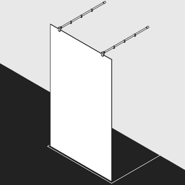 Kermi Dark Edition WALK-IN XB freistehende Glaswand 140 x 200 cm, inkl. Stabilisierung eckig