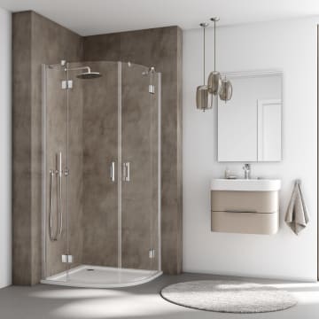 Kermi Liga quadrant shower enclosure with two swinging doors and fixed panels 80 x 80 cm