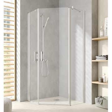 Kermi Pega Funfeck Duschkabine Pendelturen Mit Festfeld 100 X 100