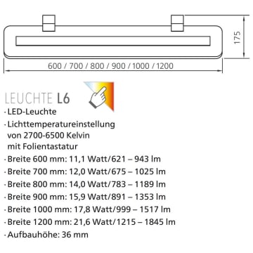 Lanzet Spiegelschrank 120 cm mit LED-Leuchte L6 und 2 ...