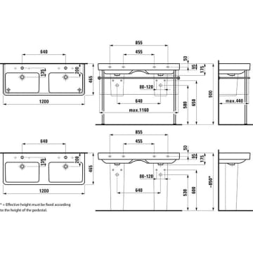 Laufen Pro S Doppelwaschtisch 120 Cm Unterbaufahig Mit 2
