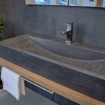 Megabad Bluestone NatursteinWaschtisch eckig 100 cm, mit Hahnloch