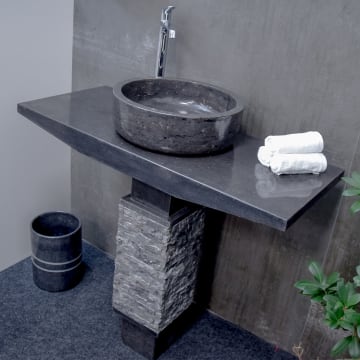 Stone Naturstein Waschtischanlage 3-tlg. bali black 95 cm, ohne Hahnloch