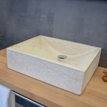 Stone Naturstein Aufsatzwaschtisch lorena white 50 cm, ohne Hahnloch