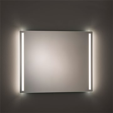 SKY LED Spiegel 100 x 80 cm, mit satiniertem Lichtausschnitt links und rechts