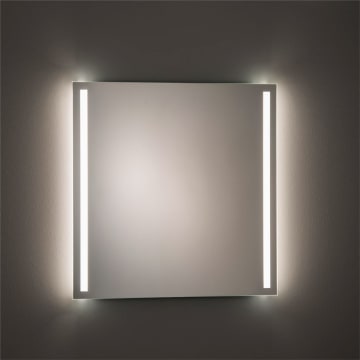 SKY LED Spiegel 80 x 80 cm, mit satiniertem Lichtausschnitt links und rechts