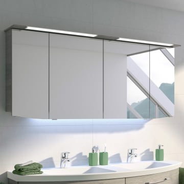 Pelipal Cassca Spiegelschrank 160 x 17 x 71,5 cm mit LED Beleuchtung im Kranz, 2x Waschplatzbeleuchtung