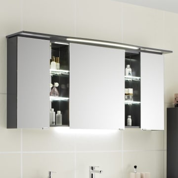 Pelipal Contea Spiegelschrank 130 x 16 x 73 cm mit LED Beleuchtung im Kranz und Waschplatzbeleuchtung