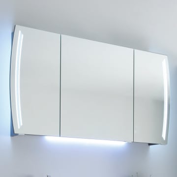 Pelipal Contea Spiegelschrank 130 x 17 x 70 cm mit LED Beleuchtung in den Türen und LED Aufsatzleuchte