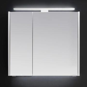 Pelipal Serie 6040 (Solitaire) mirror cabinet 73,2 cm with side LED profile, LED top light 60 cm, big door right side
