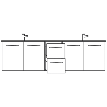 Pelipal Serie 7025 (Solitaire) Waschtischunterschrank 170 x 50 x 48,2 cm mit 4 Drehtüren, 2 Auszüge