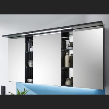 Puris Linea Spiegelschrank 130 cm mit Gesimsboden inkl. LED-Beleuchtung