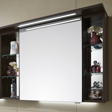 Puris Linea Spiegelschrank 70 cm mit Gesimsboden inkl. LED-Beleuchtung, Anschlag links